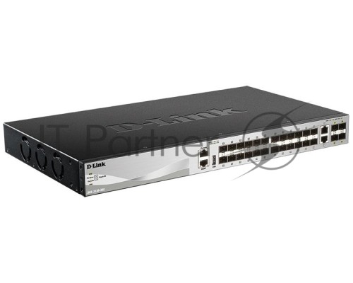 Коммутатор  D-Link DGS-3130-30S/A1A, L2+ Managed Switch with 24 100/1000Base-X SFP ports and 2 10GBase-T ports and 4 10GBase-X SFP+ ports.16K Mac address, SIM,  USB port, IPv6, SSL v3, 802.1Q VLAN,GVRP, 802.1v P