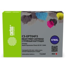 Картридж струйный Cactus CS-EPT04F5 478XL красный (13.2мл) для Epson Expression Photo HD XP-15000