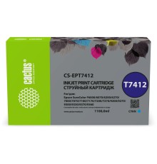 Картридж струйный Cactus CS-EPT7412 T7412 голубой (1000мл) для Epson SureColor SC-F6000/6200/7000
