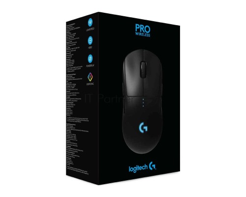 Мышь беспроводная/проводная Logitech G PRO черный, 25600 dpi, радиоканал, USB, кнопки - 7