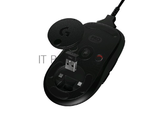 Мышь беспроводная/проводная Logitech G PRO черный, 25600 dpi, радиоканал, USB, кнопки - 7