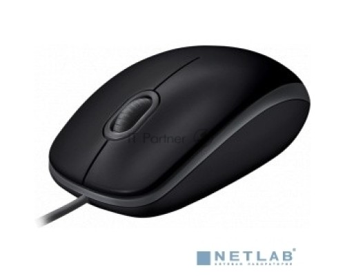 Мышь проводная Logitech B110 Silent черный, 1000 dpi, USB, кнопки - 3