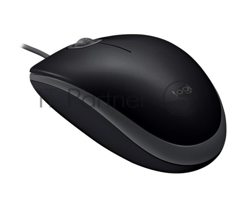 Мышь проводная Logitech B110 Silent черный, 1000 dpi, USB, кнопки - 3