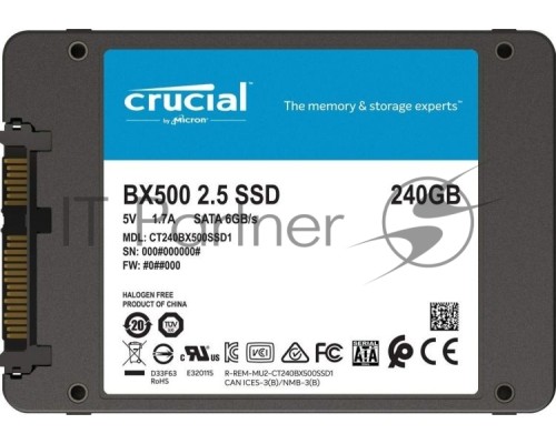 Накопитель SSD Crucial 240Gb SATA III CT240BX500SSD1 BX500 2.5