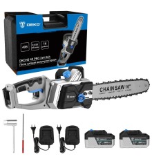Пила цепная аккумуляторная в кейсе DEKO DKCHS 40 PRO [063-4357] { 2х20В, 2x4.0Ач, 2 з/у }