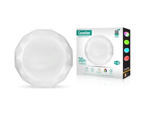 [Camelion Настенно-потолочные светодиодные светильн] Camelion Умный потолочный светильник LBS/SH-30/RGBCW/WIFI(потолочный светильник 30Вт RGB+DIM+CW 220 WiFi)