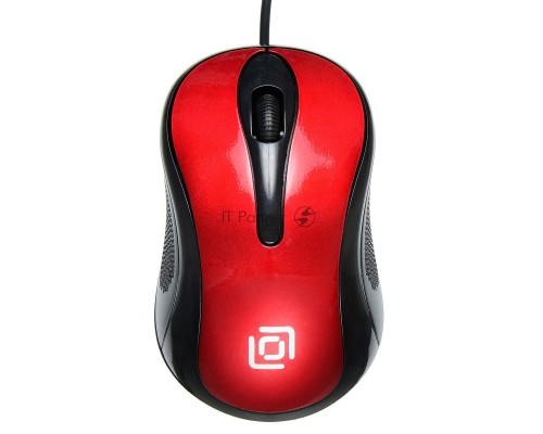 Мышь проводная Oklick 385M черный/красный, 1000 dpi, USB, кнопки - 3