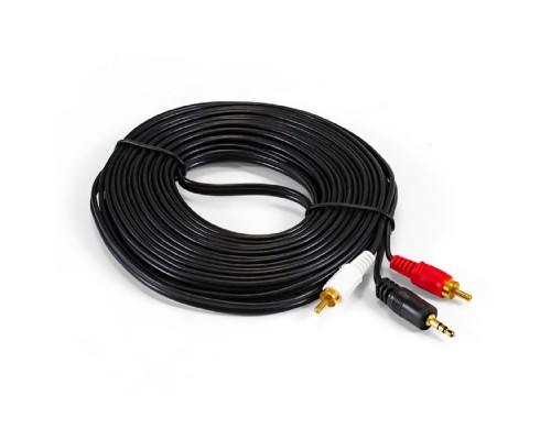 [кабели] Exegate EX294735RUS Кабель аудио ExeGate EX-CCA-458-10.0 (3.5mm Jack M/2xRCA M, 10м, позолоченные контакты)