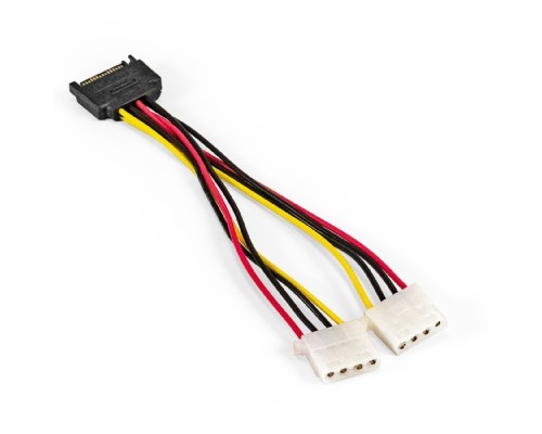 [кабели] Exegate EX294795RUS Кабель питания SATA ExeGate EX-CC-SATAM2MF-0.15 (15pin M/2xMolex F, 0,15м)