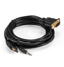 Exegate EX294719RUS Кабель-переходник HDMI-VGA ExeGate EX-HDMIM-VGAM-3.5JackS-1.8 (19M/15M+3.5mm Jack M, 1,8м) Преобразователь цифрового HDMI сигнала в VGA видео и стерео-аудио