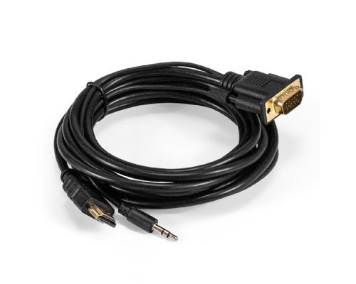 [Переходник] Exegate EX294719RUS Кабель-переходник HDMI-VGA ExeGate EX-HDMIM-VGAM-3.5JackS-1.8 (19M/15M+3.5mm Jack M, 1,8м) Преобразователь цифрового HDMI сигнала в VGA видео и стерео-аудио