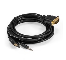 Exegate EX294720RUS Кабель-переходник HDMI-VGA ExeGate EX-HDMIM-VGAM-3.5JackS-3.0 (19M/15M+3.5mm Jack M, 3м) Преобразователь цифрового HDMI сигнала в VGA видео и стерео-аудио