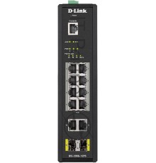 Коммутатор  D-Link DIS-200G-12PS/A1A, L2 Managed Industrial Switch with 10 10/100/1000Base-T and 2 1000Base-X SFP ports (8 PoE ports 802.3af/802.3at (30 W), PoE Budget 123 W)8K Mac address, 802.3x Flow Control,
