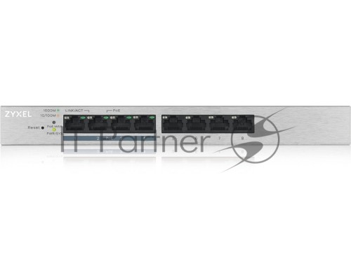 Коммутатор ZYXEL GS1200-8HP V2 8 Port Gigabit PoE+ webmanaged Switch, 4x PoE, 60 Watt