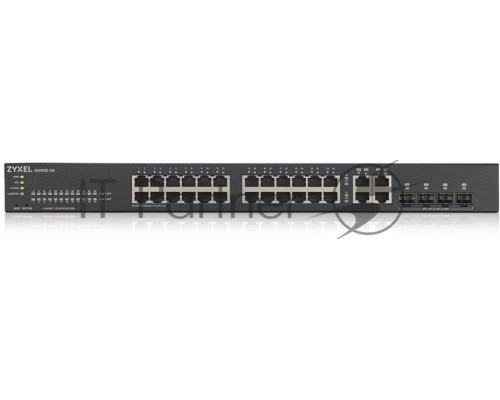 Коммутатор ZYXEL GS1920-24v2 Hybrid Smart switch Zyxel Nebula Flex, 24xGE, 4xCombo (SFP/RJ-45), silent (fanless), Standalone / cloud management