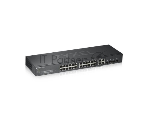 Коммутатор ZYXEL GS1920-24v2 Hybrid Smart switch Zyxel Nebula Flex, 24xGE, 4xCombo (SFP/RJ-45), silent (fanless), Standalone / cloud management