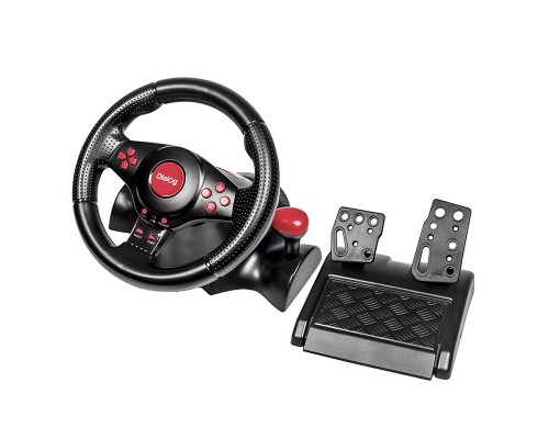 [Руль] Dialog Игровой руль GW-230VR Dialog Fast Drive - вибро, 2педали+рычаг, PC USB/PS4&3/XB1&360/Android/Switch 
