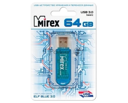 Флеш диск 64GB Mirex Elf, USB 3.0, Синий
