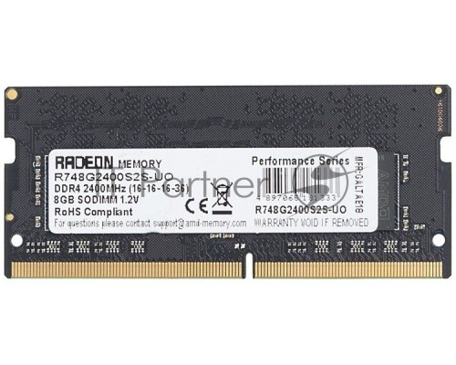 Оперативная память AMD 8GB DDR4 2400MHz SO DIMM R7 Performance Series Black R748G2400S2S-U Non-ECC, CL16, 1.2V, RTL