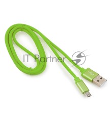Кабель USB 2.0 Cablexpert CC-S-mUSB01Gn-1M, AM/microB, серия Silver, длина 1м, зеленый, блистер 