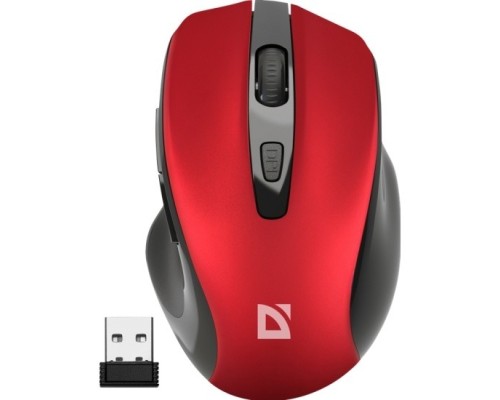 [Мышь] Defender Prime MB-053 { Беспроводная оптическая мышь,красный,6D,800-1600dpi,бесшумн } [52052]