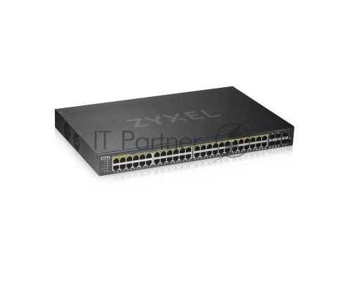 Коммутатор ZYXEL GS1920-48HPv2 Hybrid Smart switch PoE+ Zyxel Nebula Flex, 44xGE PoE+, 4xCombo (SFP/RJ-45 PoE+), 2xSFP, budget PoE 375W, Standalone / cloud management