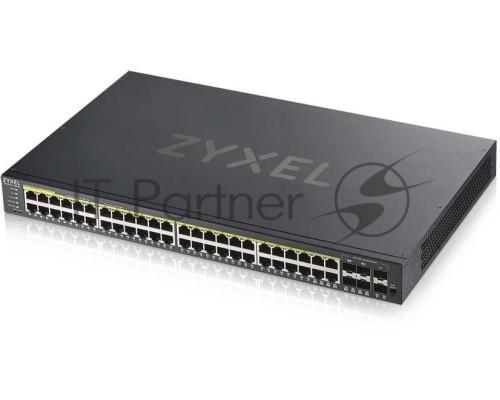 Коммутатор ZYXEL GS1920-48HPv2 Hybrid Smart switch PoE+ Zyxel Nebula Flex, 44xGE PoE+, 4xCombo (SFP/RJ-45 PoE+), 2xSFP, budget PoE 375W, Standalone / cloud management