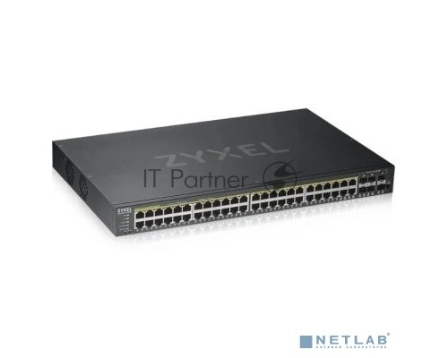 Коммутатор ZYXEL GS1920-48HPv2 Hybrid Smart switch PoE+ Zyxel Nebula Flex, 44xGE PoE+, 4xCombo (SFP/RJ-45 PoE+), 2xSFP, budget PoE 375W, Standalone / cloud management