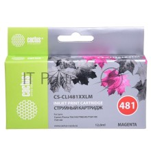 Картридж струйный Cactus CS-CLI481XXLM пурпурный (12мл) для Canon Pixma TR7540/TR8540/TS6140/TS8140