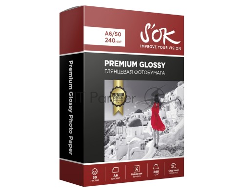 Фотобумага RC Glossy Premium; 240gsm; A6*50 // Глянцевая Премиум; 240г/м2; формат А6; 50 листов RC