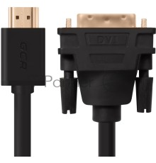 Greenconnect Кабель HDMI-DVI 7.5m черный, OD7.3mm,  28/28 AWG, позолоченные контакты, 19pin AM / 24+1M AM double link,  тройной экран(GCR-HD2DVI1-7.5m)