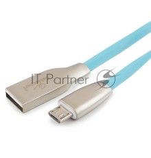Кабель USB 2.0 Cablexpert CC-G-mUSB01Bl-1M, AM/microB, серия Gold, длина 1м, синий, блистер