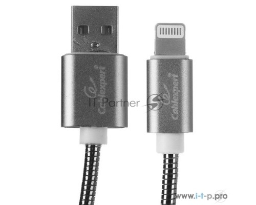 Кабель Cablexpert для Apple CC-G-APUSB02Gy-1.8M, AM/Lightning, серия Gold, длина 1.8м, титан, блистер