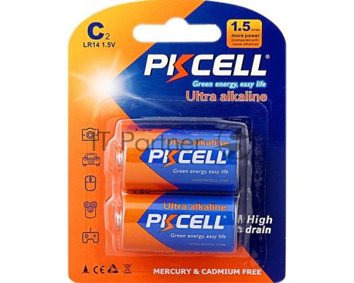 Щелочной/алкалиновый элемент питания PKCELL LR14-2B тип - C(LR14) 2 шт в блистере