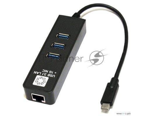 Кабель-адаптер 5bites UA3C-45-10BK  USB3.1 / 3*USB3.0 / RJ45 1G / BLACK