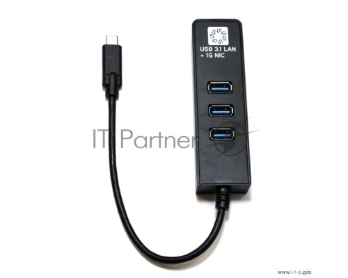 Кабель-адаптер 5bites UA3C-45-10BK  USB3.1 / 3*USB3.0 / RJ45 1G / BLACK