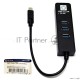 Кабель-адаптер 5bites UA3C-45-10BK  USB3.1 / 3*USB3.0 / RJ45 1G / BLACK