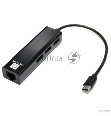 Кабель-адаптер 5bites UA3C-45-09BK USB3.1 / 3*USB2.0 / RJ45 100MB / BLACK
