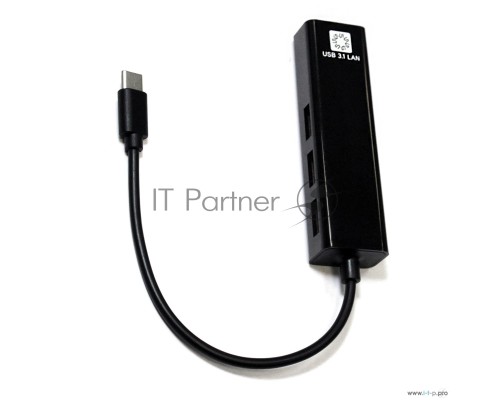 Кабель-адаптер 5bites UA3C-45-09BK USB3.1 / 3*USB2.0 / RJ45 100MB / BLACK