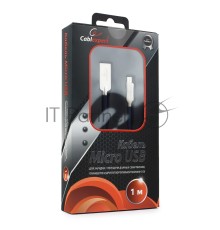 Кабель USB 2.0 Cablexpert CC-P-mUSB02Bl-1M, AM/microB, серия Platinum, длина 1м, синий, блистер