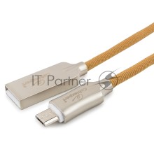 Кабель USB 2.0 Cablexpert CC-P-mUSB02Gd-1.8M, AM/microB, серия Platinum, длина 1.8м, золотой, блистер