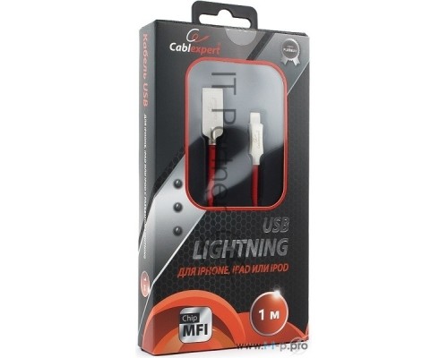 Кабель USB Cablexpert для Apple CC-P-APUSB02R-1M, MFI, AM/Lightning, серия Platinum, длина 1м, красный, блистер Кабель USB Cablexpert для Apple CC-P-APUSB02R-1M, MFI, AM/Lightning, серия Platinum, длина 1м, красный, блистер