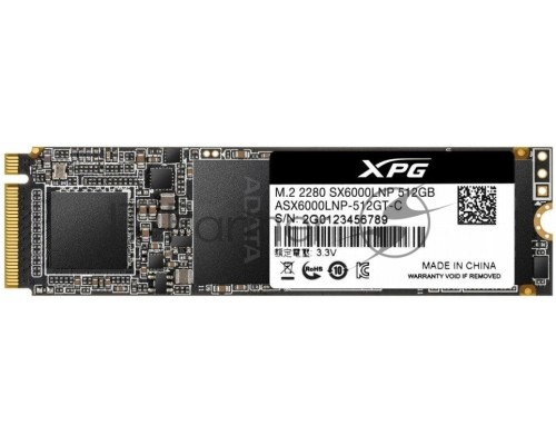Накопитель SSD 512GB ADATA XPG SX6000 Lite, M.2 2280, PCI-E 3x4, [R/W - 1800/1200 MB/s] 3D-NAND TLC