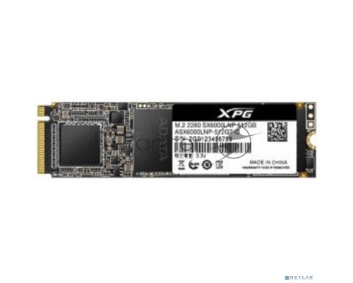 Накопитель SSD 512GB ADATA XPG SX6000 Lite, M.2 2280, PCI-E 3x4, [R/W - 1800/1200 MB/s] 3D-NAND TLC