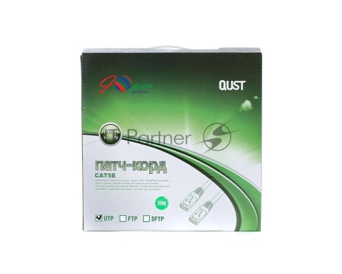 Патчкорд литой Aopen/Qust UTP кат.5е 30м серый