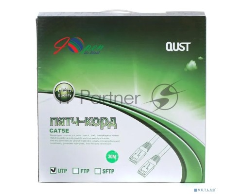 Патчкорд литой Aopen/Qust UTP кат.5е 30м серый