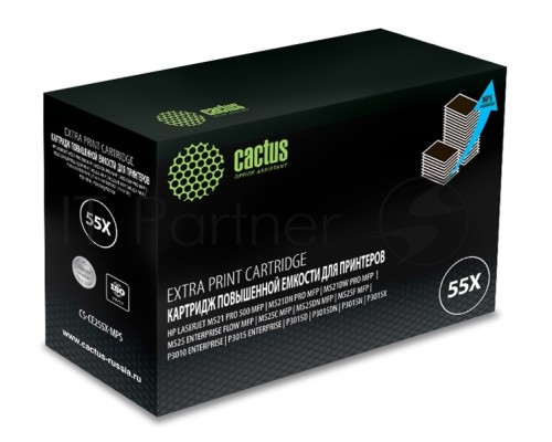 Картридж лазерный Cactus CS-CE255X-MPS черный (15000 стр.) для HP LaserJet M521 Pro 500 MFP, M521dn Pro MFP, M521dw Pro MFP, M525, M525c MFP, M525f, P3010, P3015, P3015d, P3015dn, P3015x
