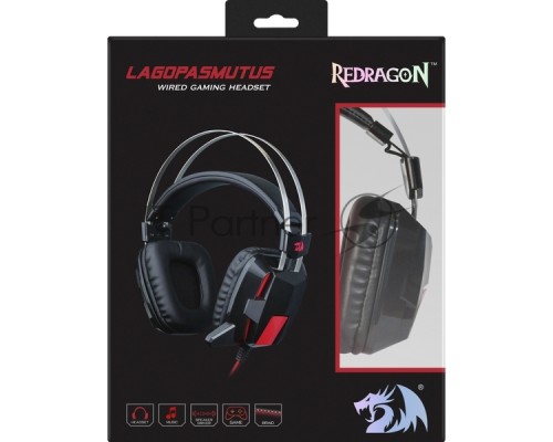 Гарнитура REDRAGON  игровая Lagopasmutus 2 красный + черный, кабель 2 м. 75165
