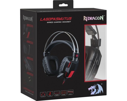 Гарнитура REDRAGON  игровая Lagopasmutus 2 красный + черный, кабель 2 м. 75165