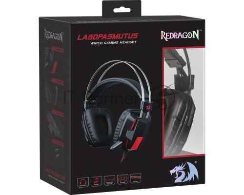 Гарнитура REDRAGON  игровая Lagopasmutus 2 красный + черный, кабель 2 м. 75165